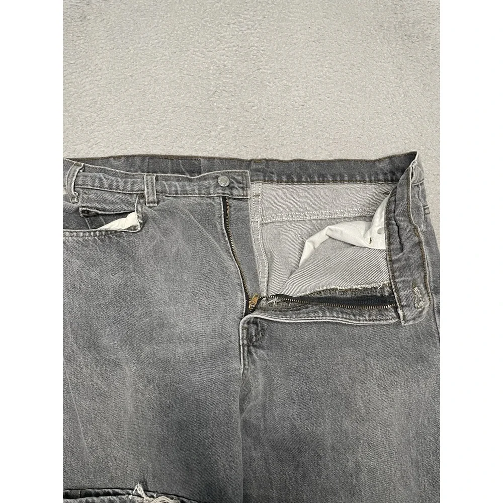 Vintage Levis 505 Jeans Mens 38x32 Black Denim Regular Fit Straight Leg USA Made